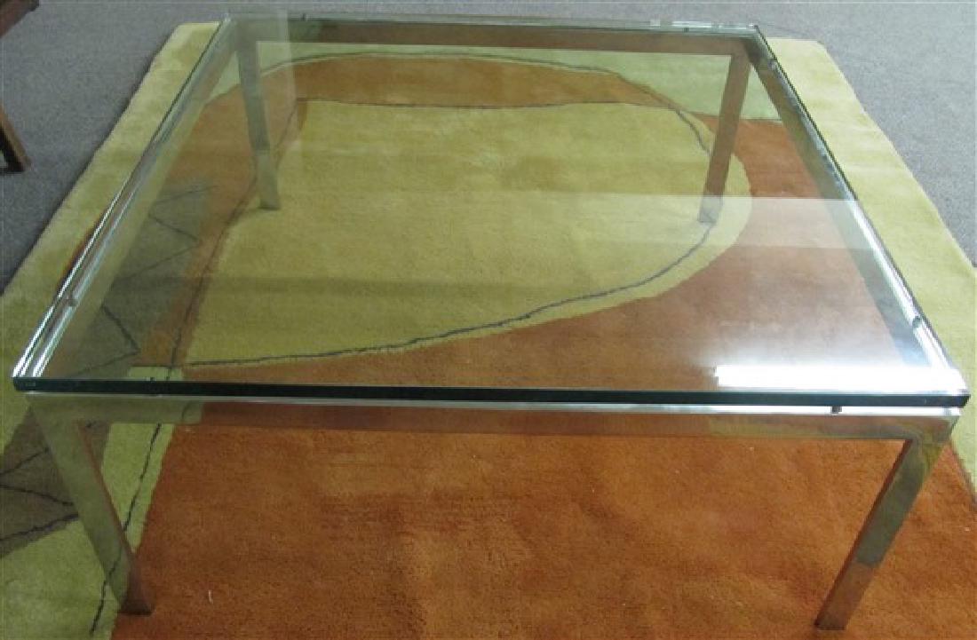 Chrome and Glass Mid Cent Coffee Table 36" Square, 16" (1 of 1)