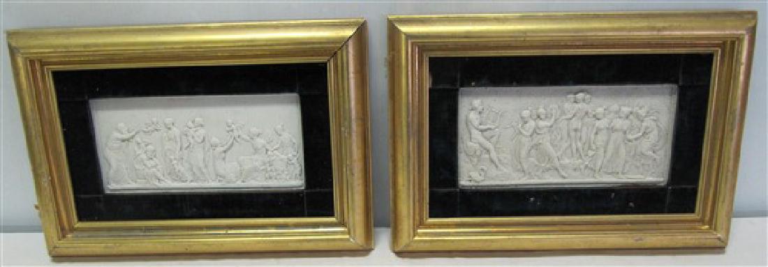 2 Classical Framed Marble Relief Plaques 10 x 15 (1 of 7)