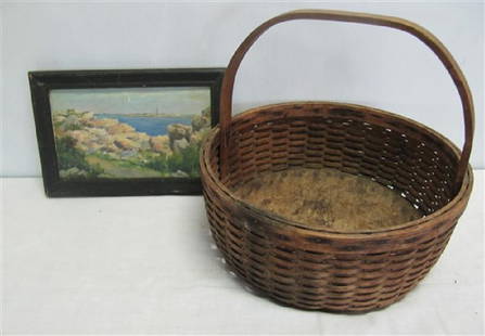 Sm. O/B Francis Henry Richardson & Early basket: Small O/B Francis Henry Richardson,Isle of Shoals & Early basket