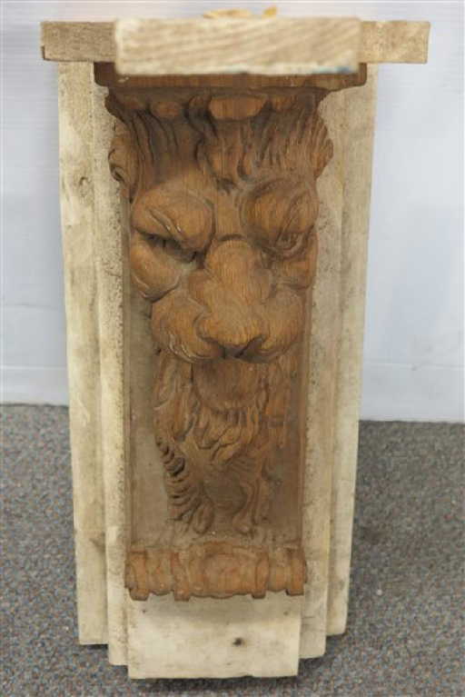 nicely carved lion corbel