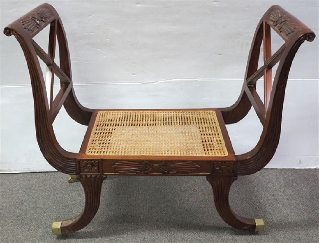 Mahogany Cane Seat Bench Mar 25 2018 State Line Auctions