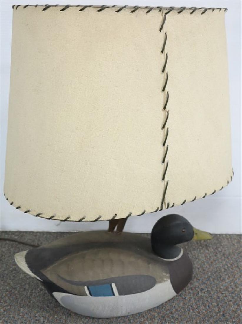 Carved Decoy Lamp signed Ken Harris, Woodville NY: Carved Decoy Lamp signed Ken Harris, Woodville NY