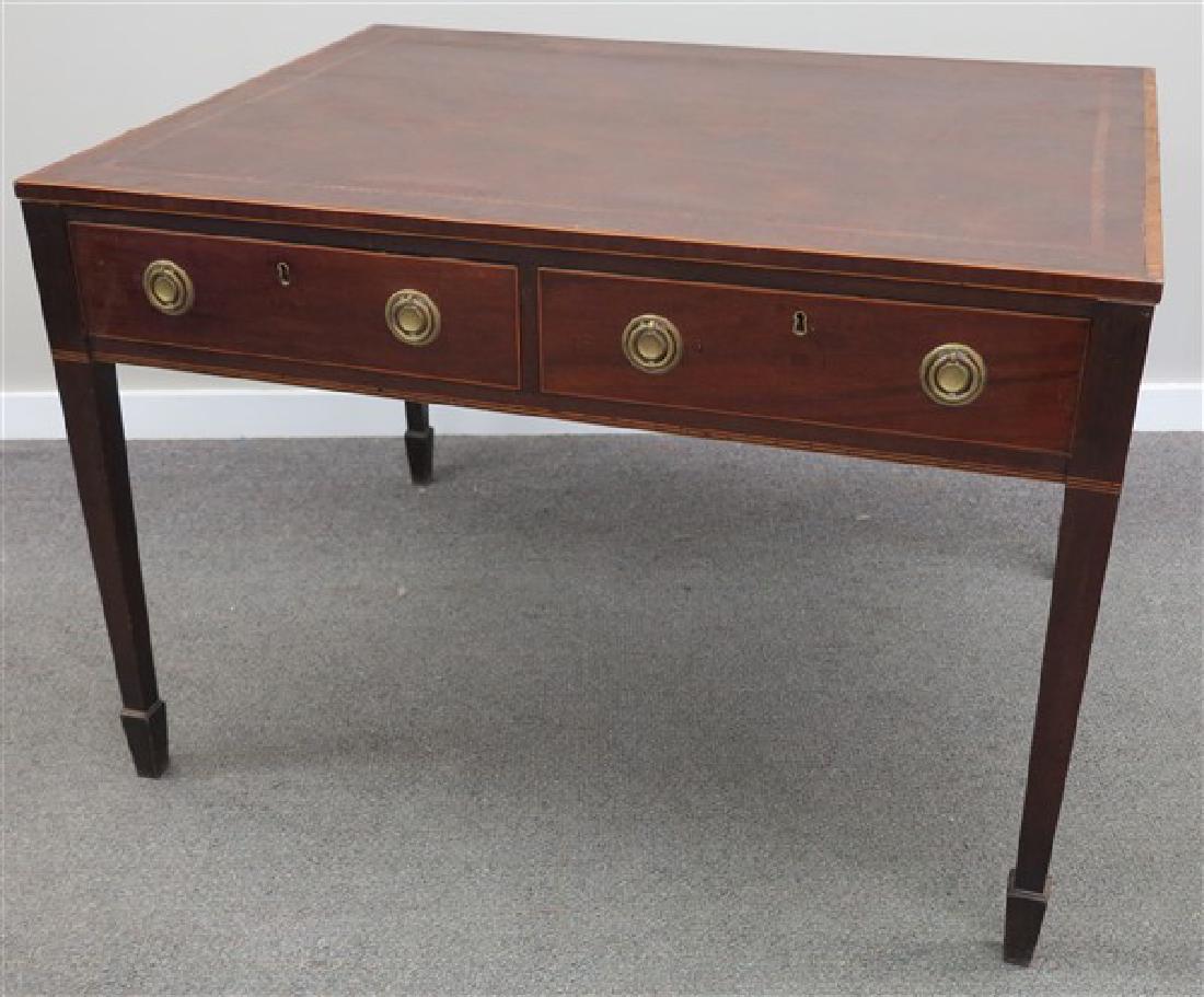 Mahogany Inlaid 19th Cent Partners Desk: Mahogany Inlaid 19th Cent Partners Desk