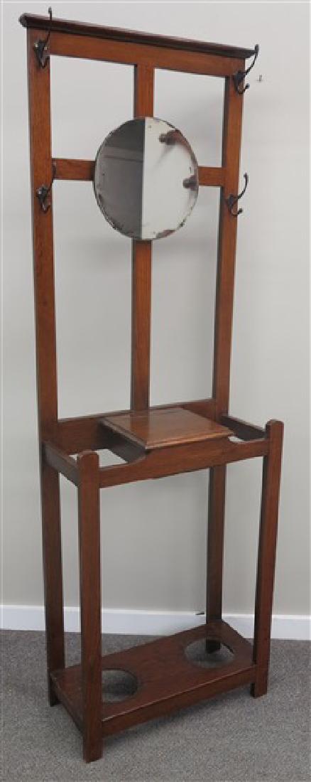 2 Piece Oak Lot- Hall Tree & Mission Side Chair: 2 Piece Oak Lot- Hall Tree & Mission Side Chair