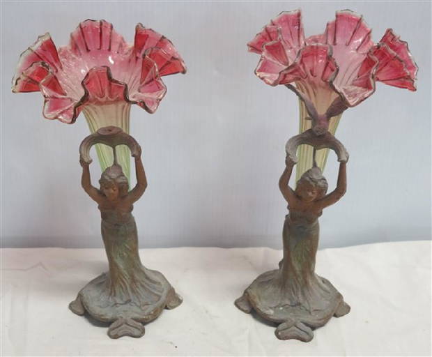 Pair Of Art Nouveau Bud Vases