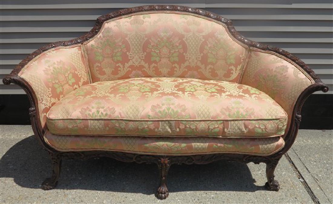 French Turn of The Century Settee w Down Cushion: French Turn of The Century Settee w Down Cushion