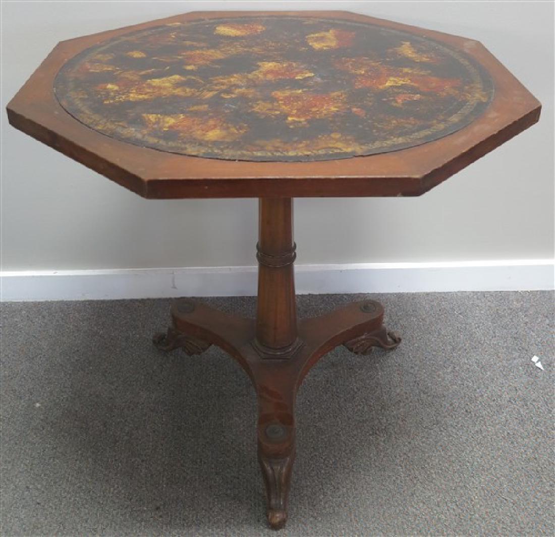 Center Table with Decoupage Leather Top: Center Table with Decoupage Leather Top