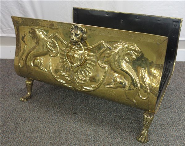 Antique Brass & Iron Log Holder: Antique Brass & Iron Log Holder