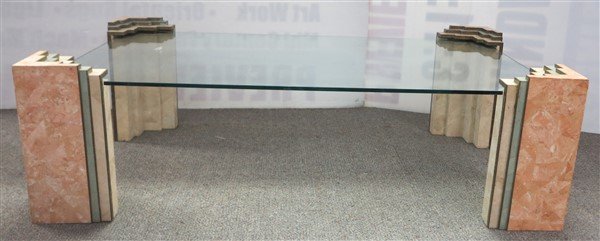 Glass Top Coffee Table- Maitland Smith- Art Deco: Glass Top Coffee Table- Maitland Smith- Art Deco