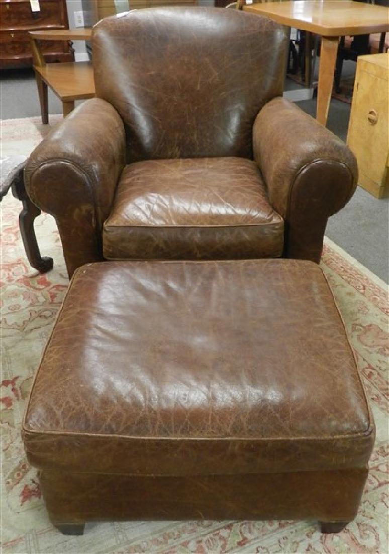 Vintage leather chair and ottoman