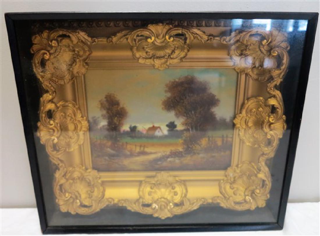 19th Cent o/c in shadow box frame: 19th Cent o/c in shadow box frame