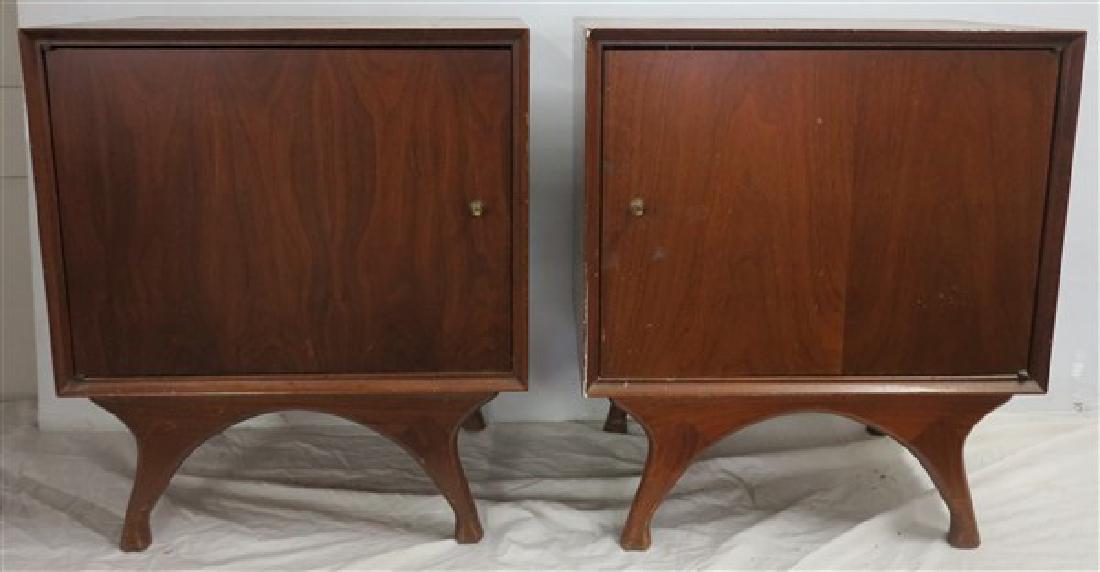Pair mid-century 1 door cabinets: Pair mid-century 1 door cabinets