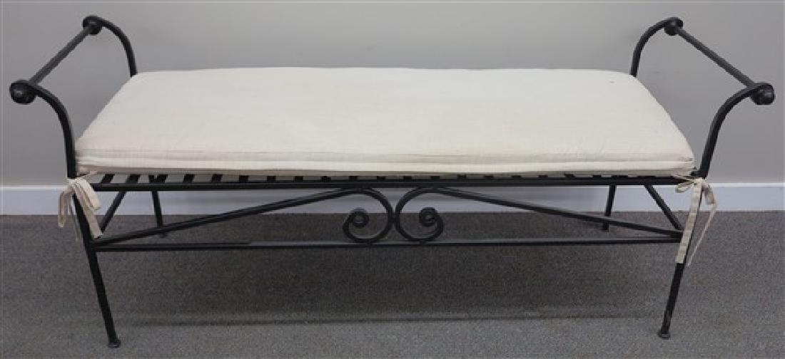 Nice quality iron window bench: Nice quality iron window bench-56" x 20" x 24"h at widest extremities, 18" x 49" x 16"h seat
