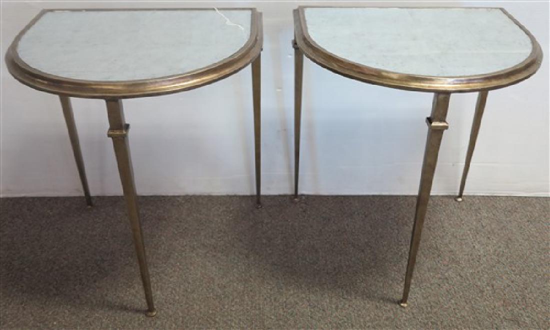 2 - 1/2 round mirror top designer stands: 2 - 1/2 round mirror top designer stands