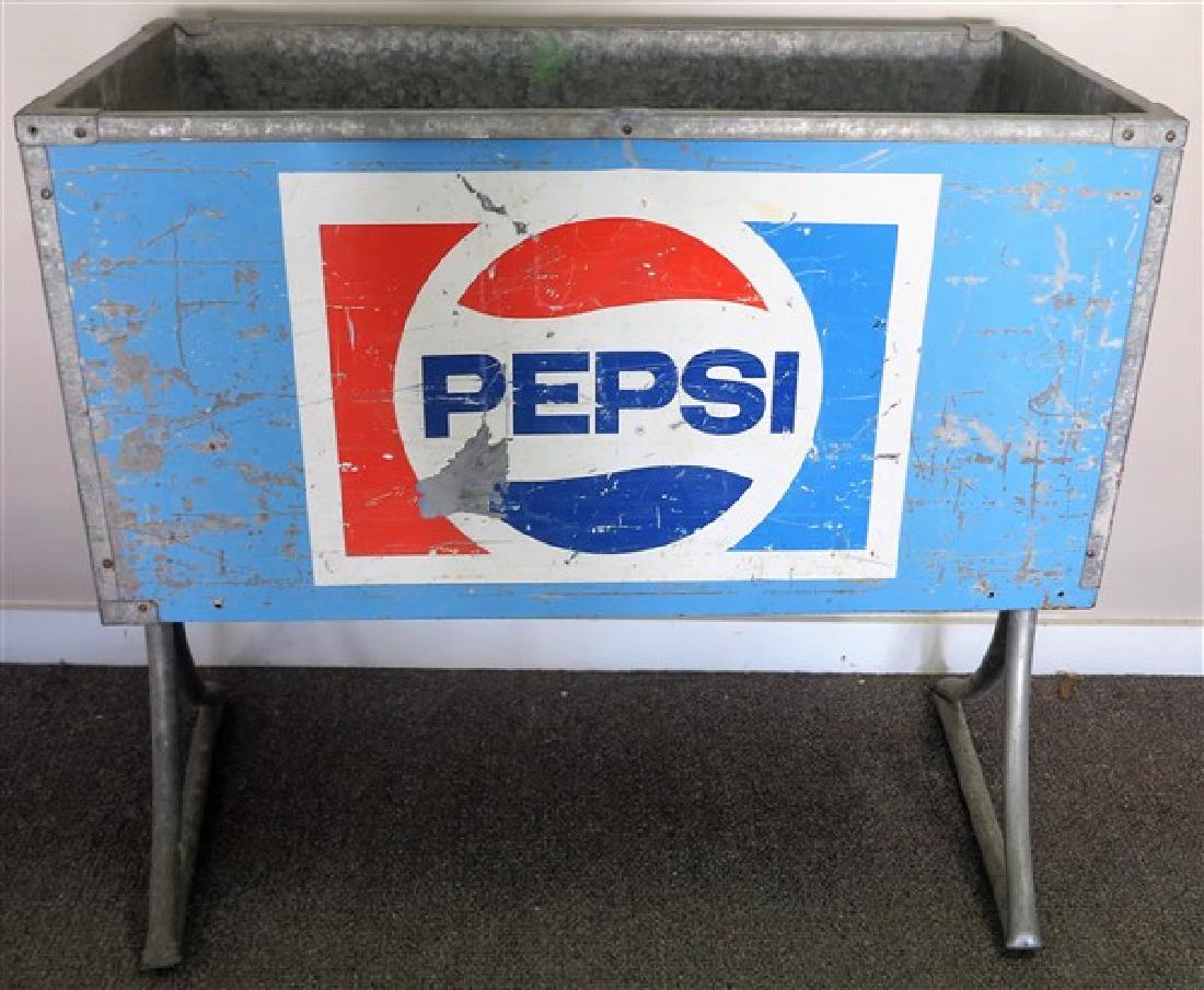 Open Pepsi cooler on stand