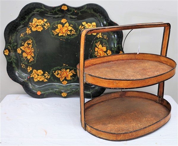 Tole tray and two-tier tray stand: Tole tray and two-tier tray stand