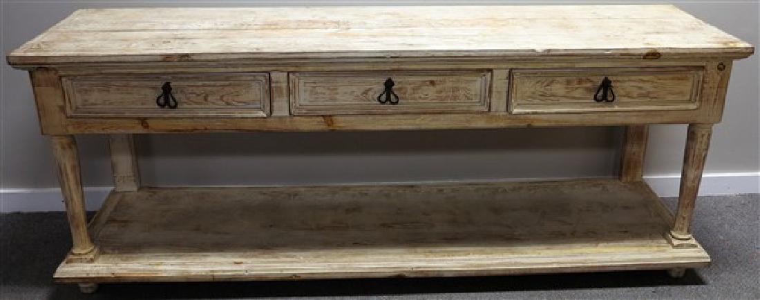 79" 3 drawer painted country console (1 of 2)