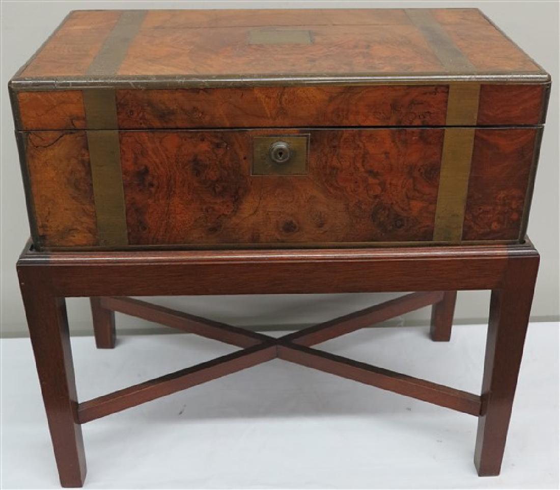 Burl 19th century travel desk on stand (1 of 2)