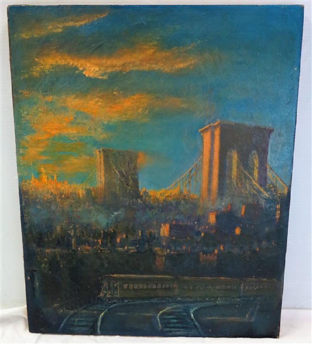 Unframed o/c bridge scene G. Seidler 16 X 20 (1 of 1)