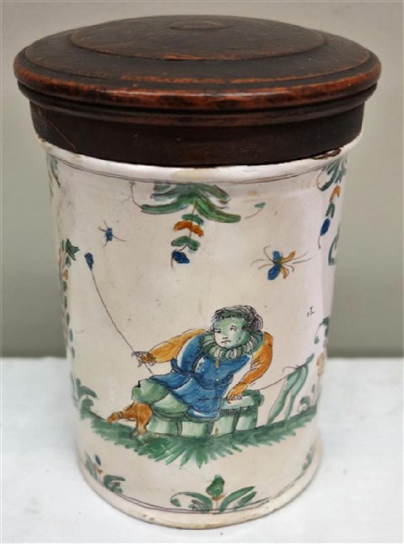 7" 18th century paint decorated covered jar (1 of 1)