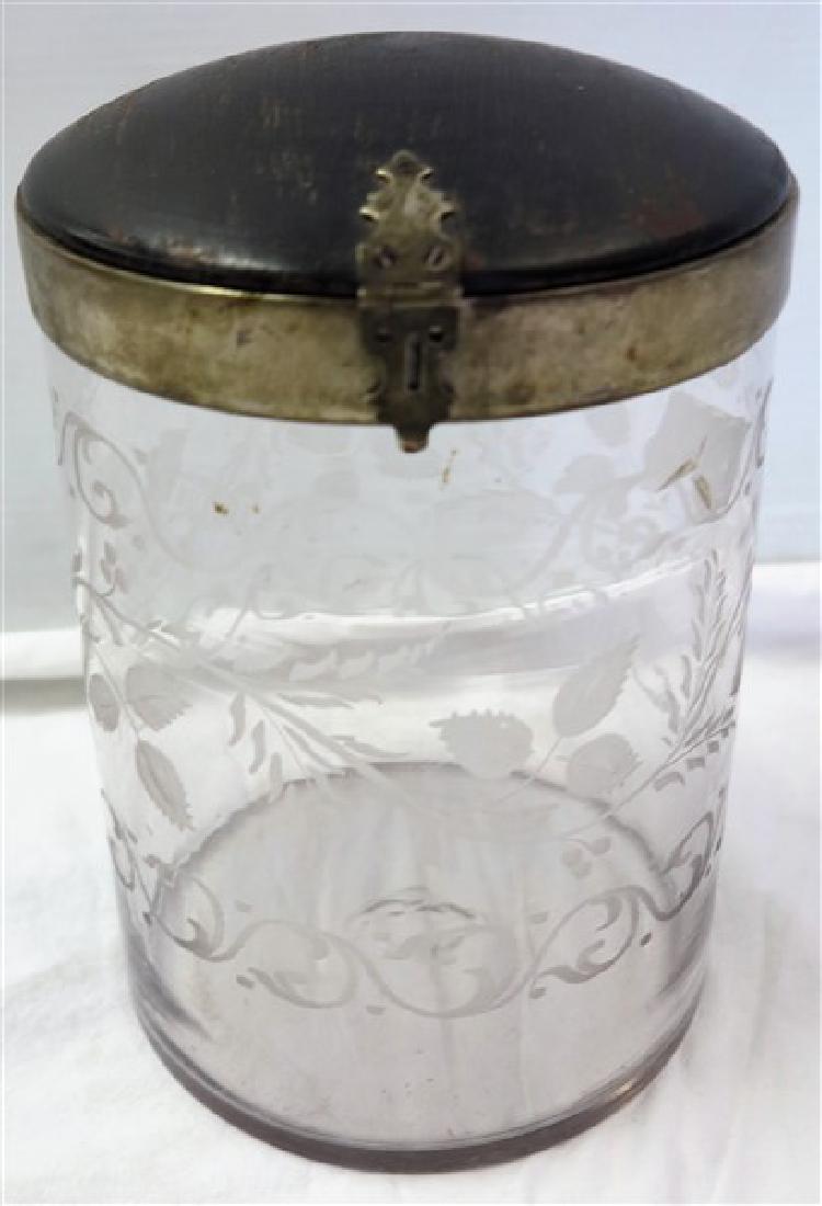 Early etched glass & silver biscuit jar (1 of 1)