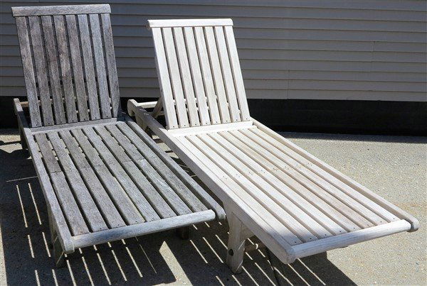 Pair of Kingsley Bates teak chaise lounges (1 of 1)