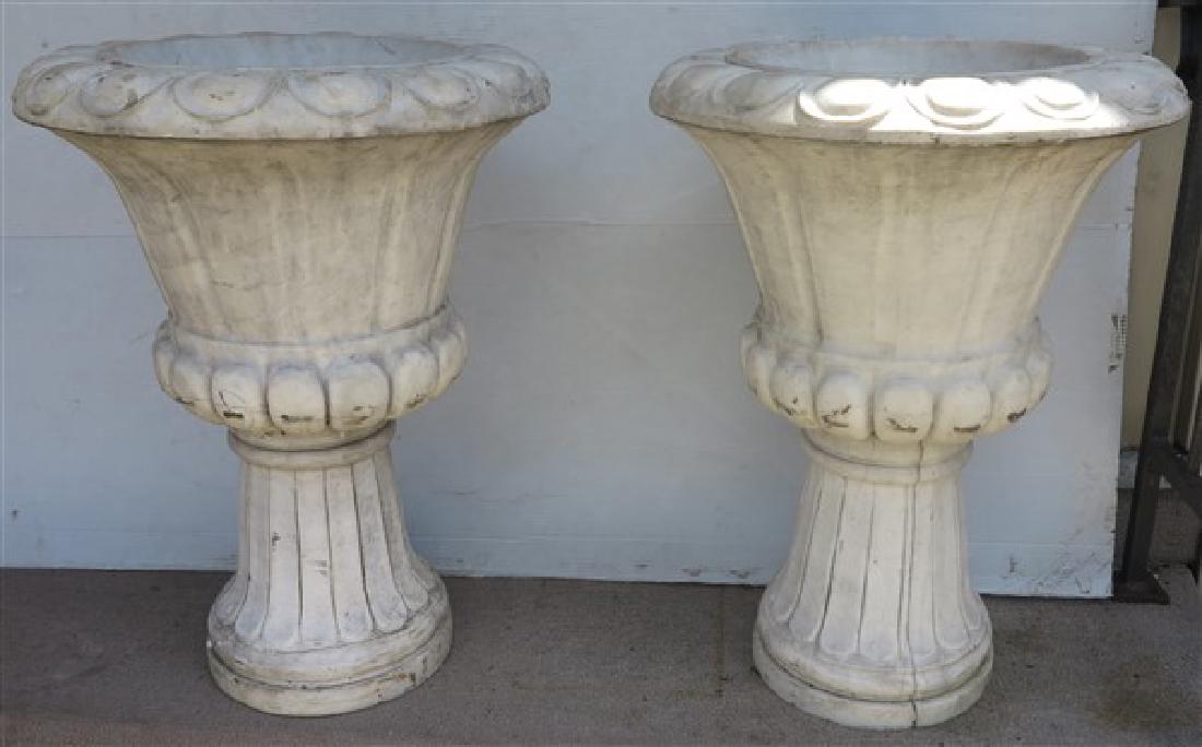 Pair 2 part 29" marble garden urns (1 of 1)