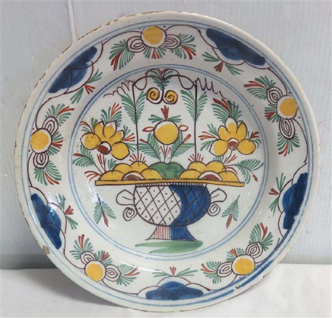 Tin glazed 12 1/2" 18th century plate (1 of 2)