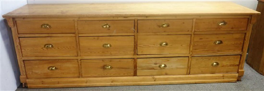12 drawer Country Store Counter 98 X 31 1/2 X 25 (1 of 1)