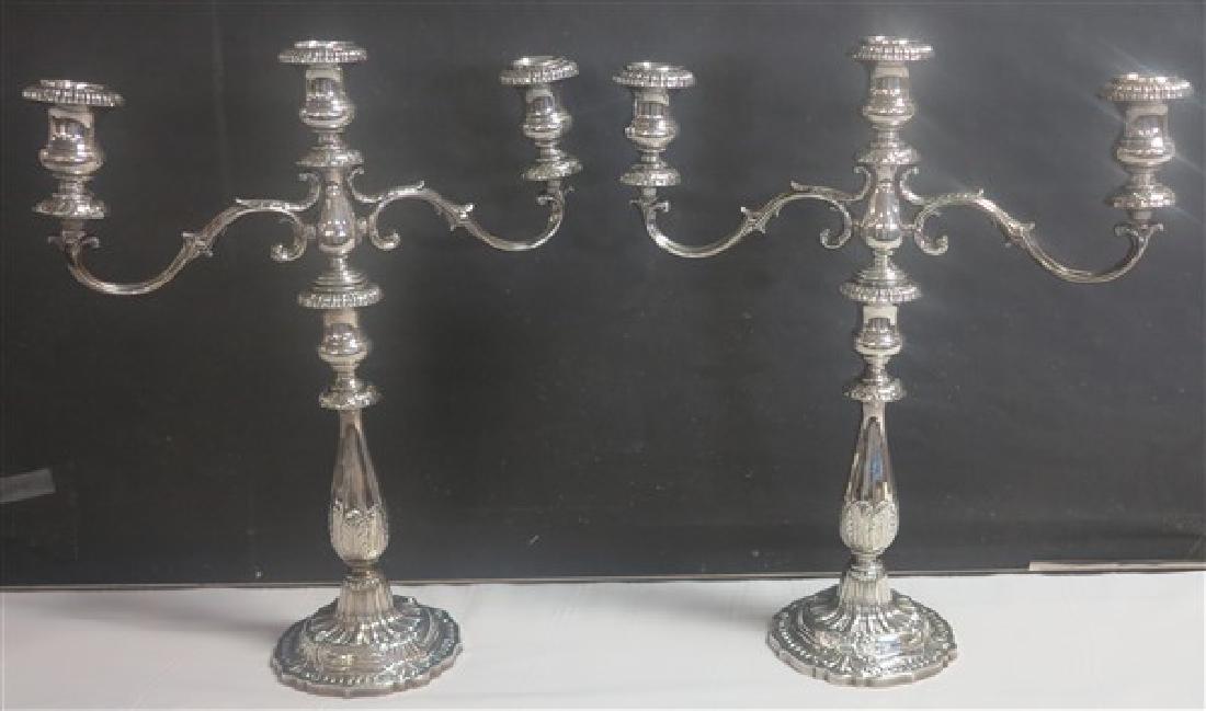 Pair of weighted Sterling 3 arm candelabra (1 of 1)