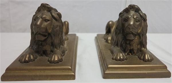 Brass Lions 4" High, 8 1/2" Long: Brass Lions 4" High, 8 1/2" Long