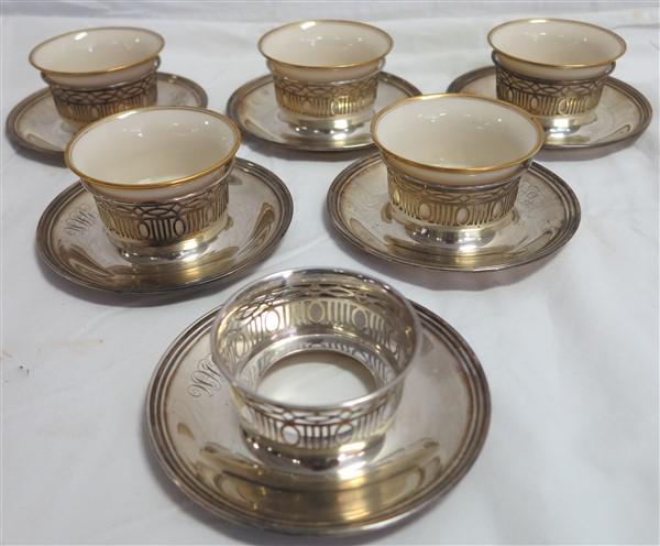 6 Sterling Lenox Cup Holder aprox 15 troy ozs: 6 Sterling Lenox Cup Holder aprox 15 troy ozs