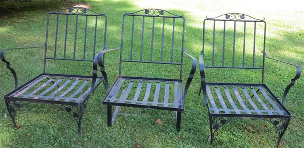 3 iron garden chairs with cushions (1 of 1)