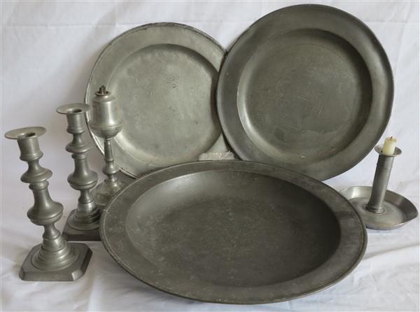 7 piece early pewter lot (1 of 1)