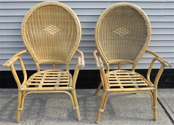 Pair rattan and wicker armchairs (1 of 1)