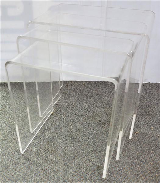 3 mid-century Lucite nesting tables: 3 mid-century Lucite nesting tables