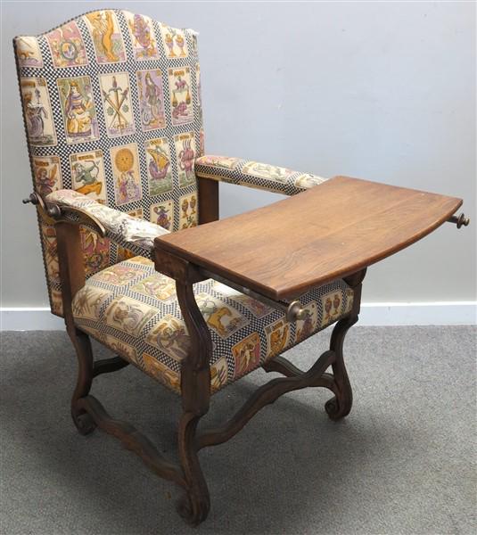 19th century carved chair with tray: 19th century carved chair with tray