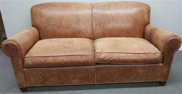76" Leather Crate and Barrel Sofa: 76" Leather Crate and Barrel Sofa