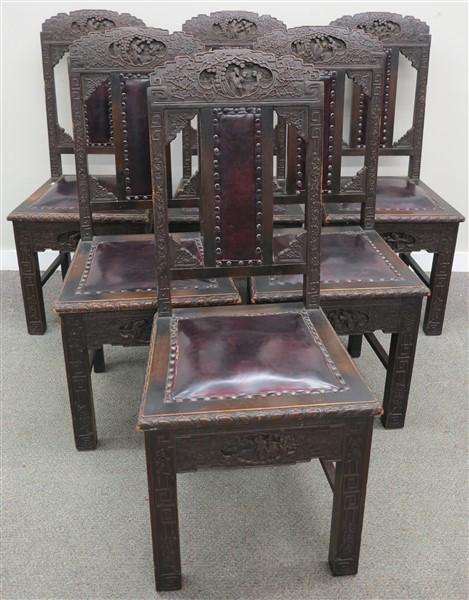 Carved Oriental Table/ 6 Chairs: Carved Oriental Table/ 6 Chairs