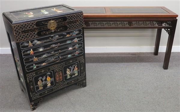 Sofa Table and Oriental Cabinet: Sofa Table and Oriental Cabinet