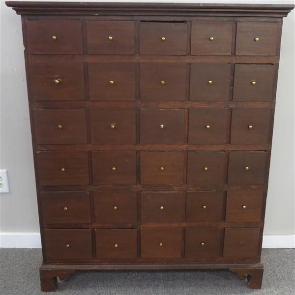 30 Drawer Country Apothecary 43w X 51h X 13 1/2d: 30 Drawer Country Apothecary 43w X 51h X 13 1/2d