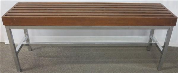 Chrome and Wood Modern Bench 46w X 13d X 18h: Chrome and Wood Modern Bench 46w X 13d X 18h