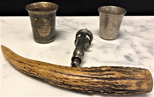 3 pc Lot, Cups and Corkscrew: 3 pc Lot, Cups and Corkscrew