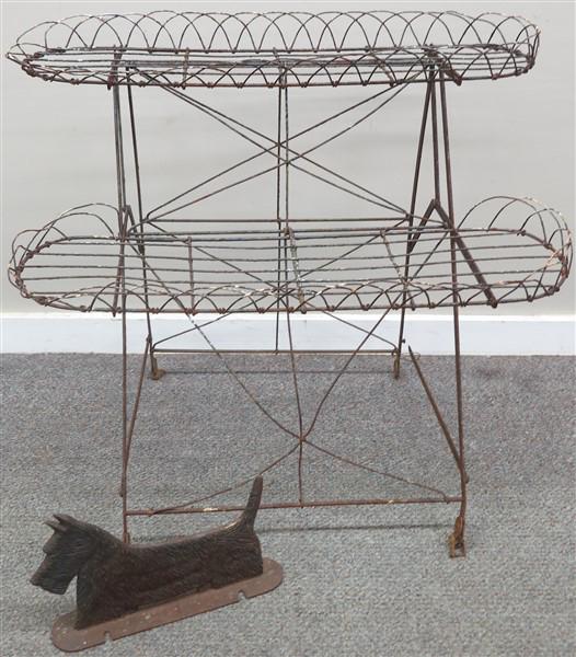 Victorian wire planter and scottie doorstop: Victorian wire planter and scottie doorstop