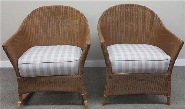 Lloyd Loom wicker chair and rocker: Lloyd Loom wicker chair and rocker