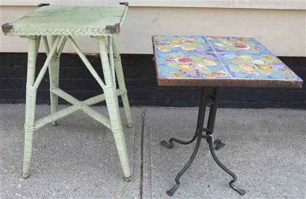 Tile top table and wicker stand (1 of 3)