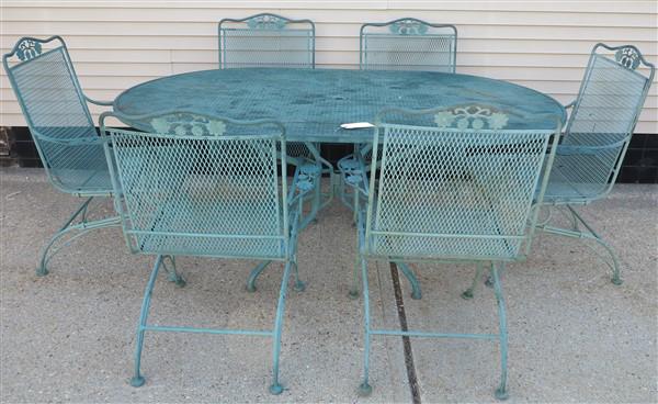 7 piece iron mesh patio set 72l X 42w (1 of 9)