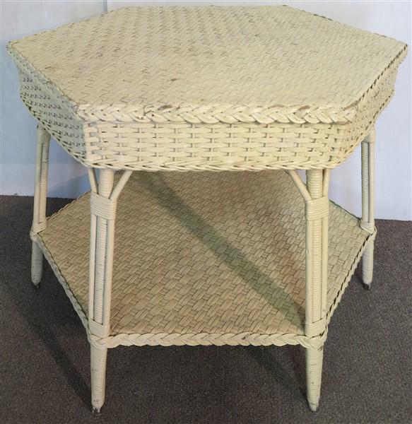 Hexagonal wicker stand 35w X 28h (1 of 3)