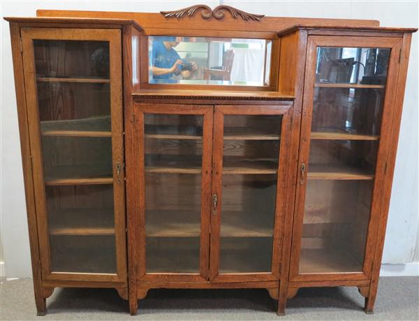 4 door oak bookcase 70w X 14 X 58h (1 of 4)