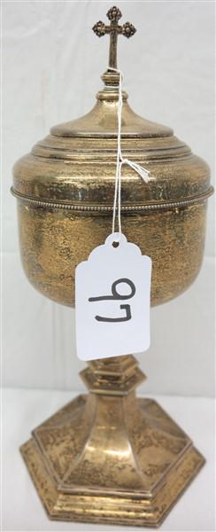 Silver chalice with vermeil interior 13"h 30oz: Silver chalice with vermeil interior 13"h 30oz
